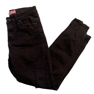 Wax Jean High Rise Distressed Skinny Jeans Black- Size 9
